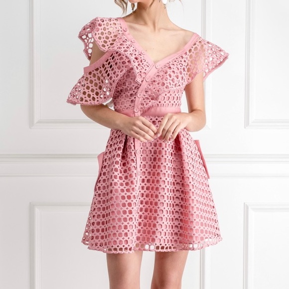 Self-Portrait Dresses & Skirts - Self-Portrait One-shoulder Guipure Lace Mini Dress